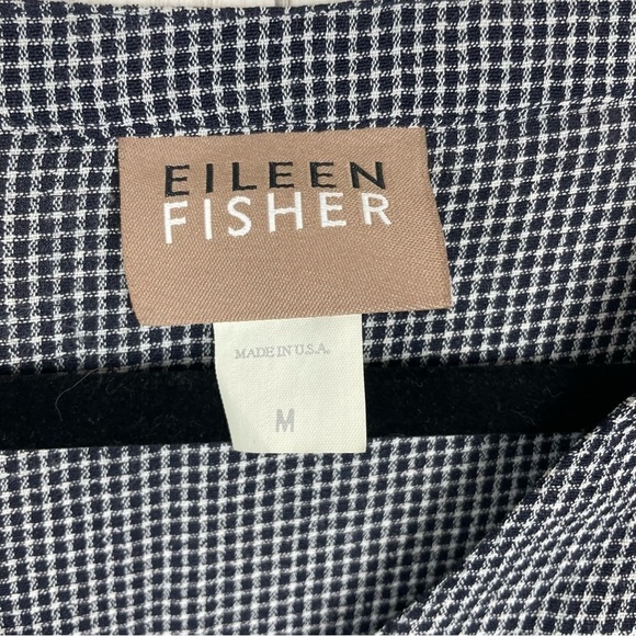 Eileen Fisher black and white gingham long sleeve button down medium - Picture 3 of 6